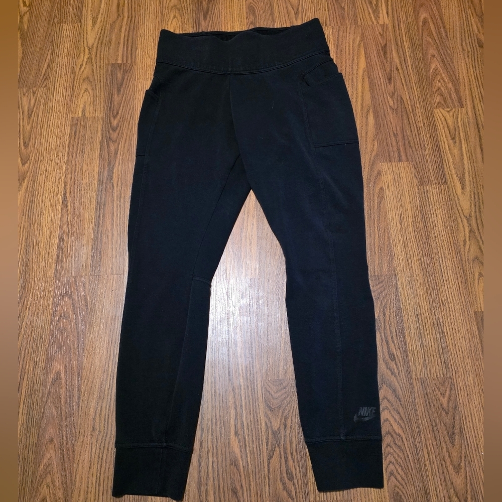 Vintage Nike Red Tag Black High Rise Joggers Leggings Pockets Women’s Large E46